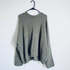 Point Sur Green Sweater Pullover Button Plus Size 2X Merino Wool Blend Baggy